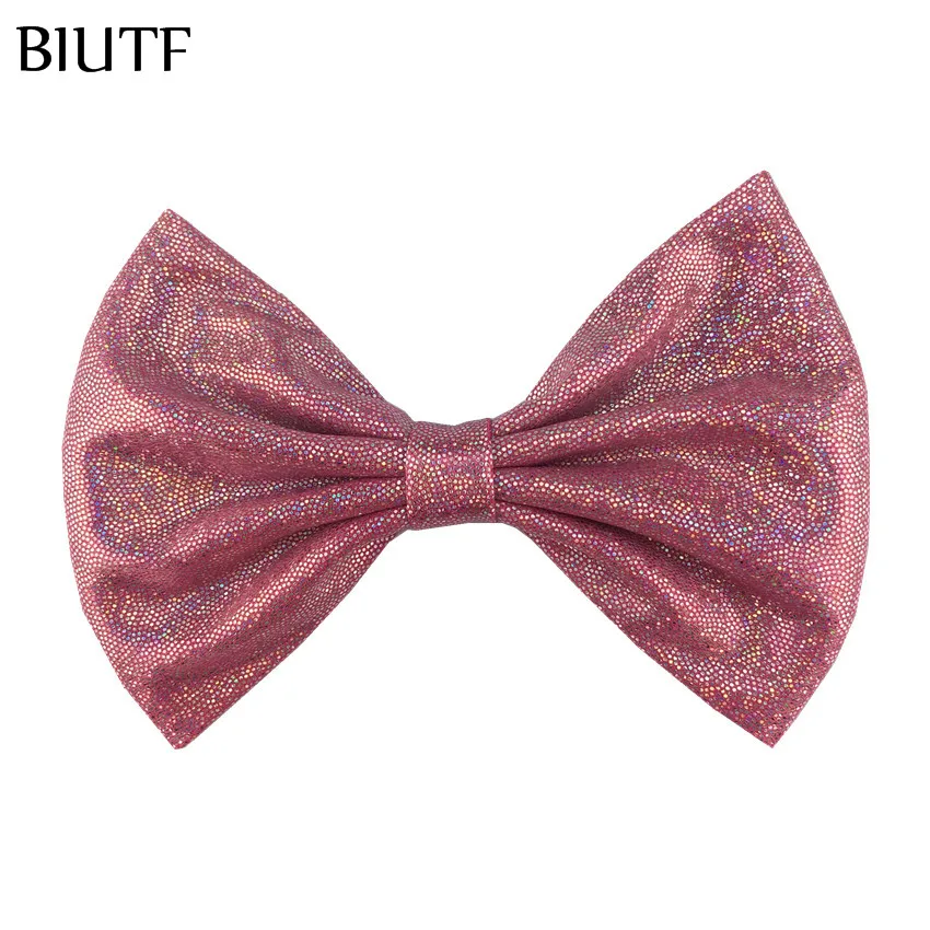 5 шт./лот ''горячее тиснение блестящий бант для волос с зажимом девочек детей