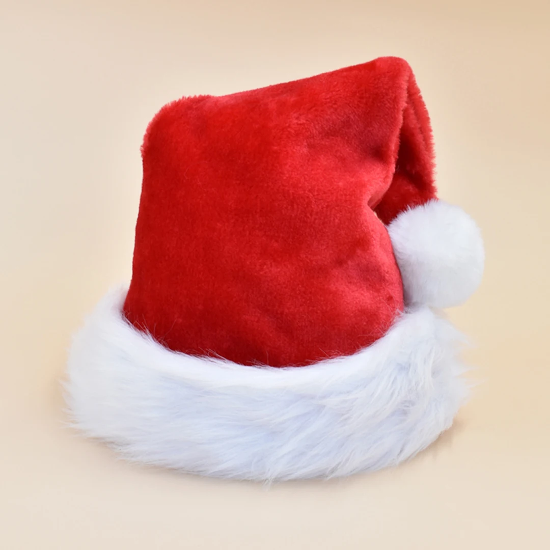 

Merry Christmas Hats Red Adult Kids Plush Thicken Warm Encryption Plush Xmas Hat Party Festival Supplies Ornament 2022 New Caps