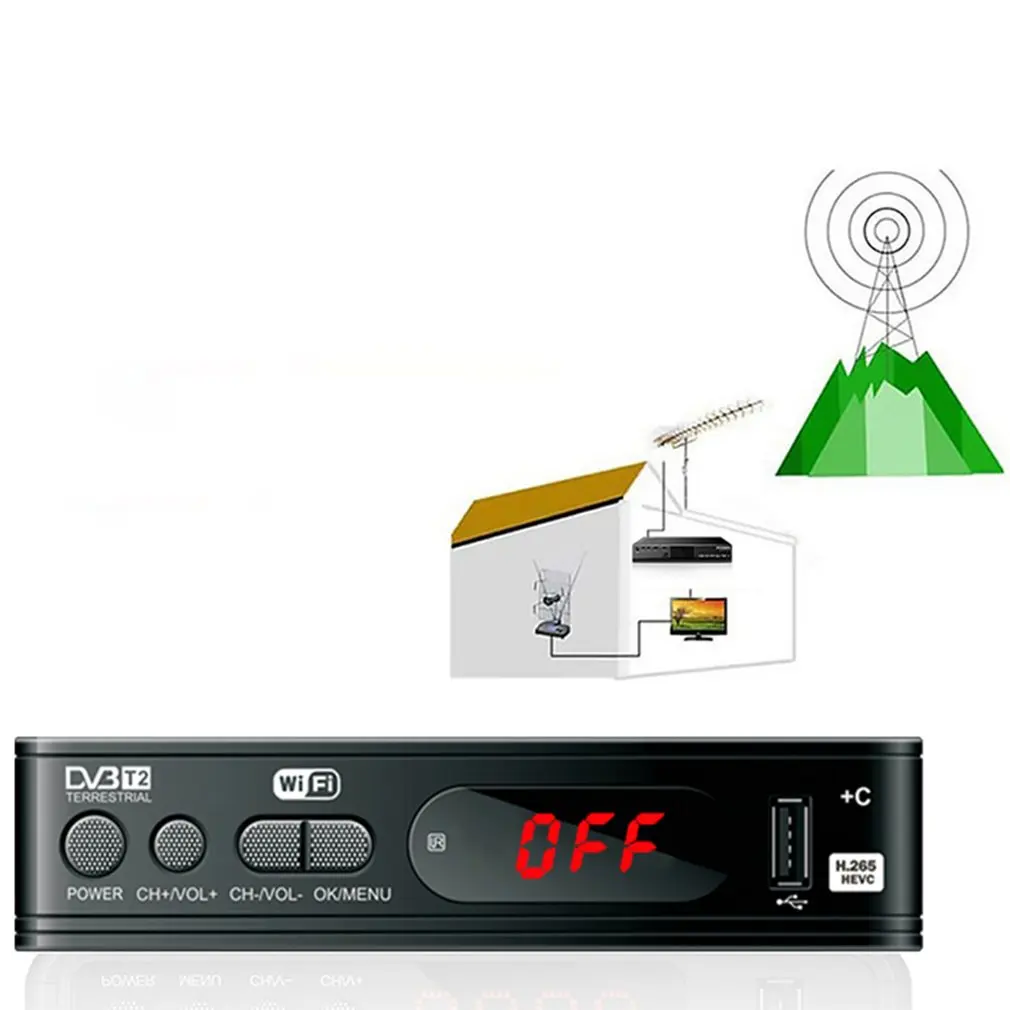 Full HD1080P Dvb t2 тюнер TV Box T2 Wi Fi Usb2.0 спутникового ТВ приемник Dvbt2 Встроенный Русский