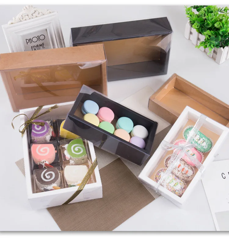 

10pcs Transparent Paper Candy Box With Window Paper Gift Box Cake Packaging For Home Party Clear Lid Favor Package Box