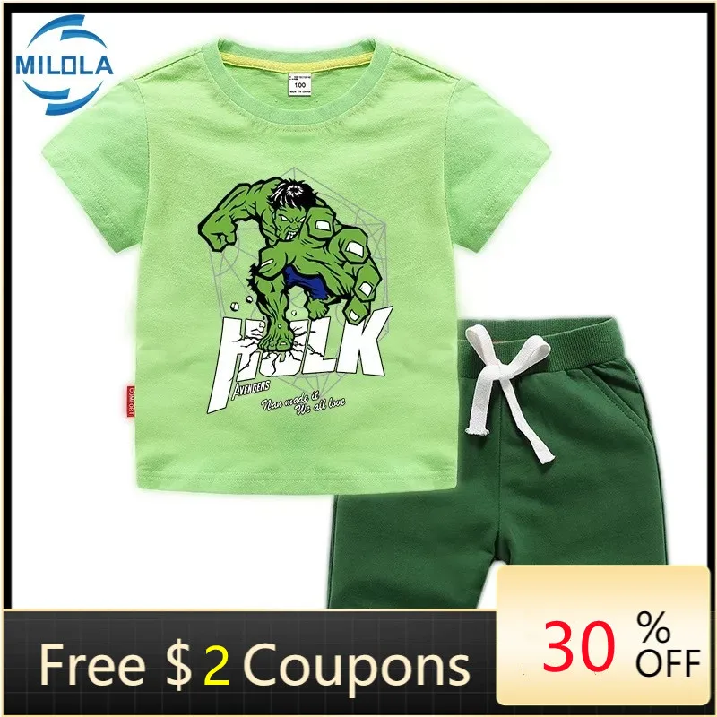 Комплекты одежды для мальчиков и девочек Disney Мстители Халк хлопковые футболки