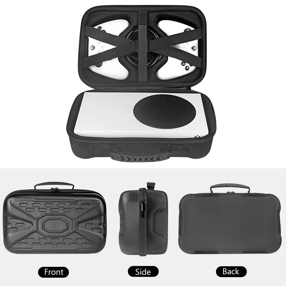 Zipper Travel Carrying Case for Xbox Series S Host Game Console Dustproof Hard Shell Storage Bag with 2 Controllers Slots |