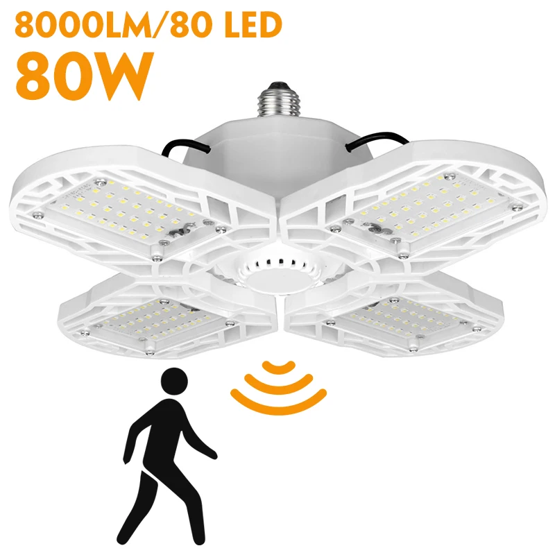 

Smuxi 80W Sensor Led Garage Light Lamps Industrial for Workshop Warehouse Garage Lighting High Bay Light Garage Accessories