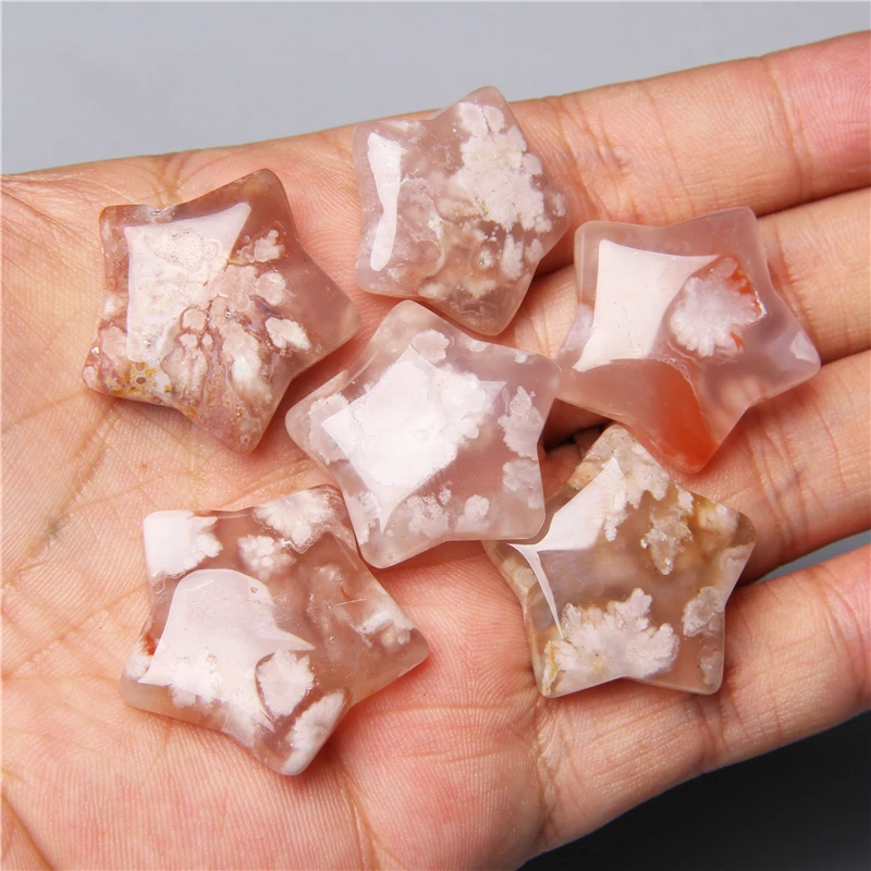 28mm Natural Coral Jades Stones Star Meditation Healing Chakra Polished Lucky Stones Gift For Wedding Decoration Degauss 3PCS images - 6