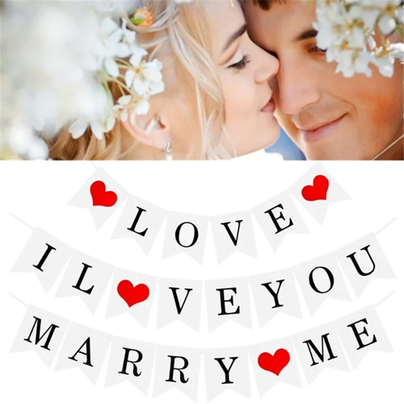 Marry Me I LOVE YOU Mr Mrs гирлянда в рустикальном стиле Свадебные Украшение стола Винтаж