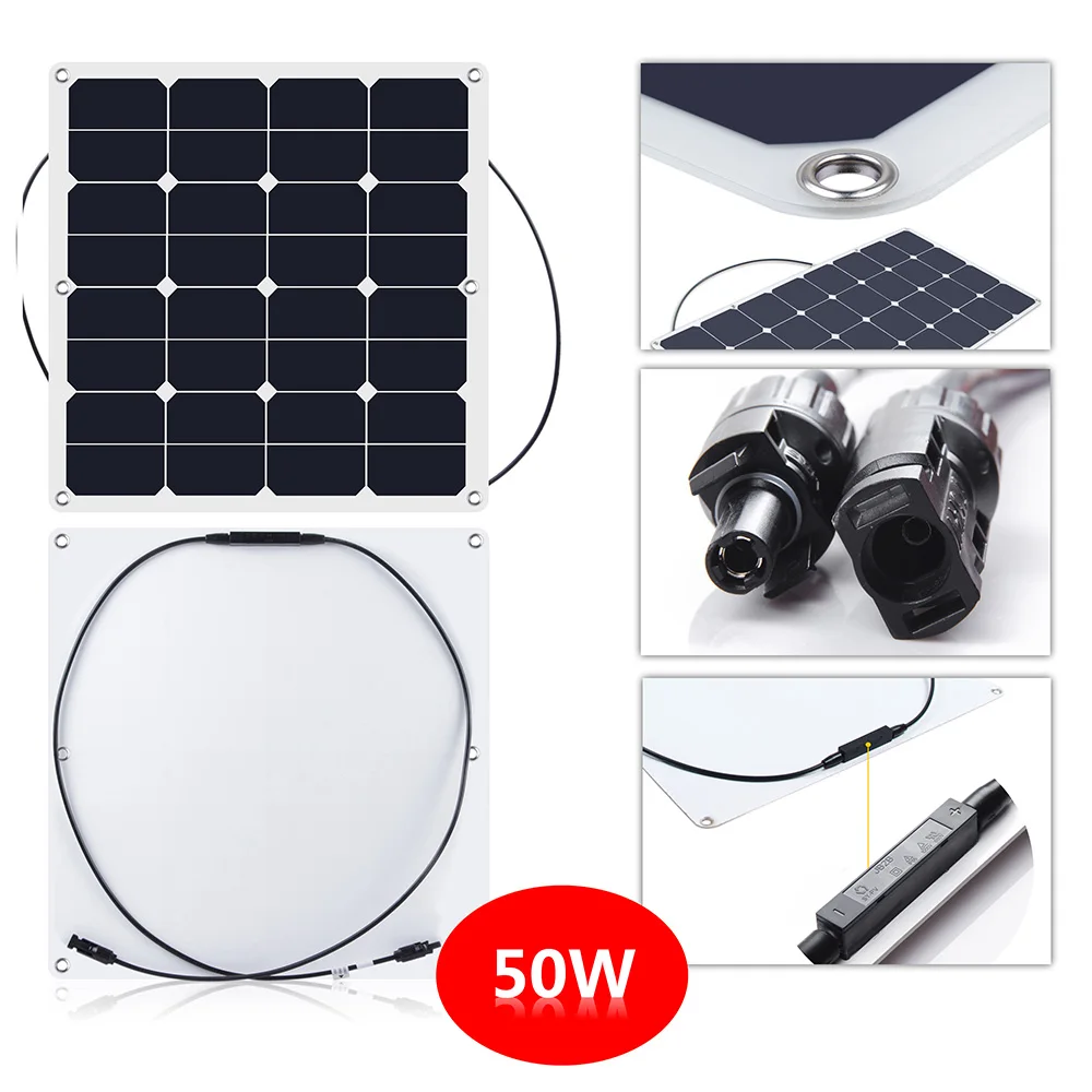 2 шт 50 Вт sunpower гибкие солнечные панели от китайского поставщика