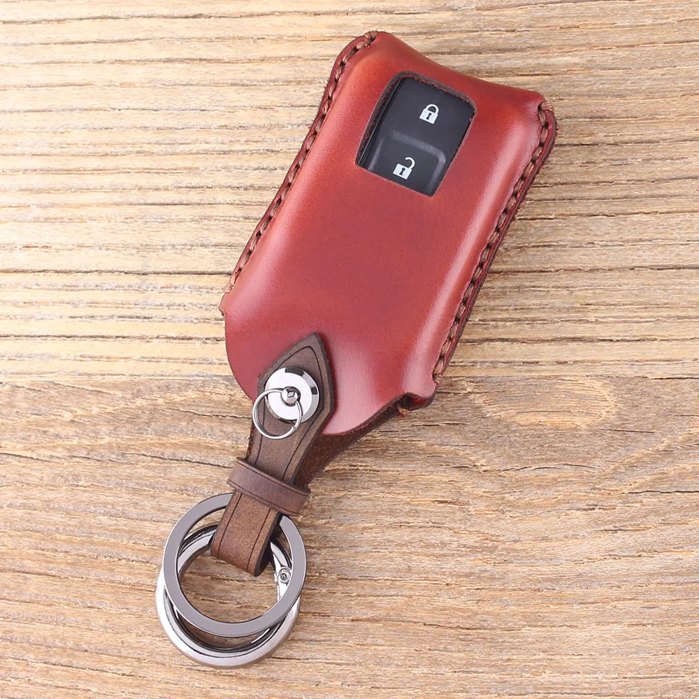 Color 4 Кожаный чехол для ключей KEYYOU с 2 кнопками для Toyota PRIUS COROLLA VERSO Camry, Сменный Чехол для смарт-ключа TOY43 - Количество кнопок: Color 4