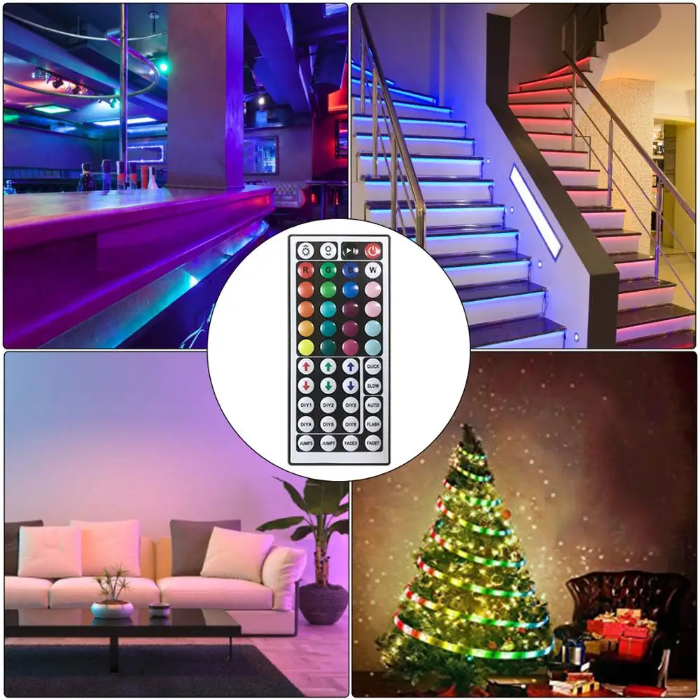 RGB LED Strip 5050 Dimmer Luminous Tape Flexible Neon Lamp 44 Keys Control Led Lights TV Backlight Room Christmas Decoration | Освещение