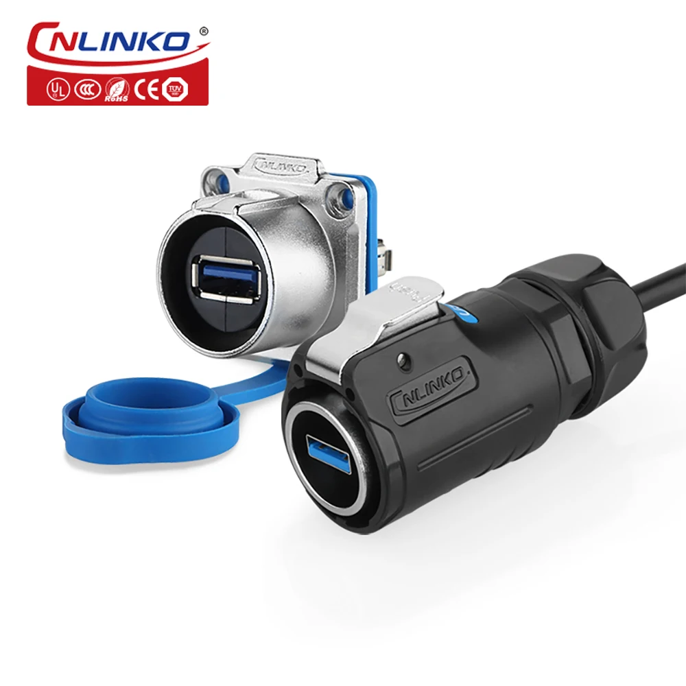 

CNLinko Quick Lock M24 USB 3.0 Connector Waterproof IP67 Cable Connectors PBT Plastic Shell Data Adapter Computer Camera Cinema