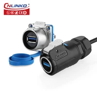 cnlinko waterproof ip67 usb 3 0 connector data transfer adapter male plug female socket with 0 5123m extended cable