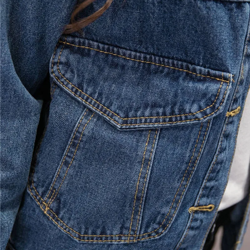 

Hot sale spring autumn women jeans jacket loose long-sleeved women outwear casual Female single-breasted denim jacket basic coat