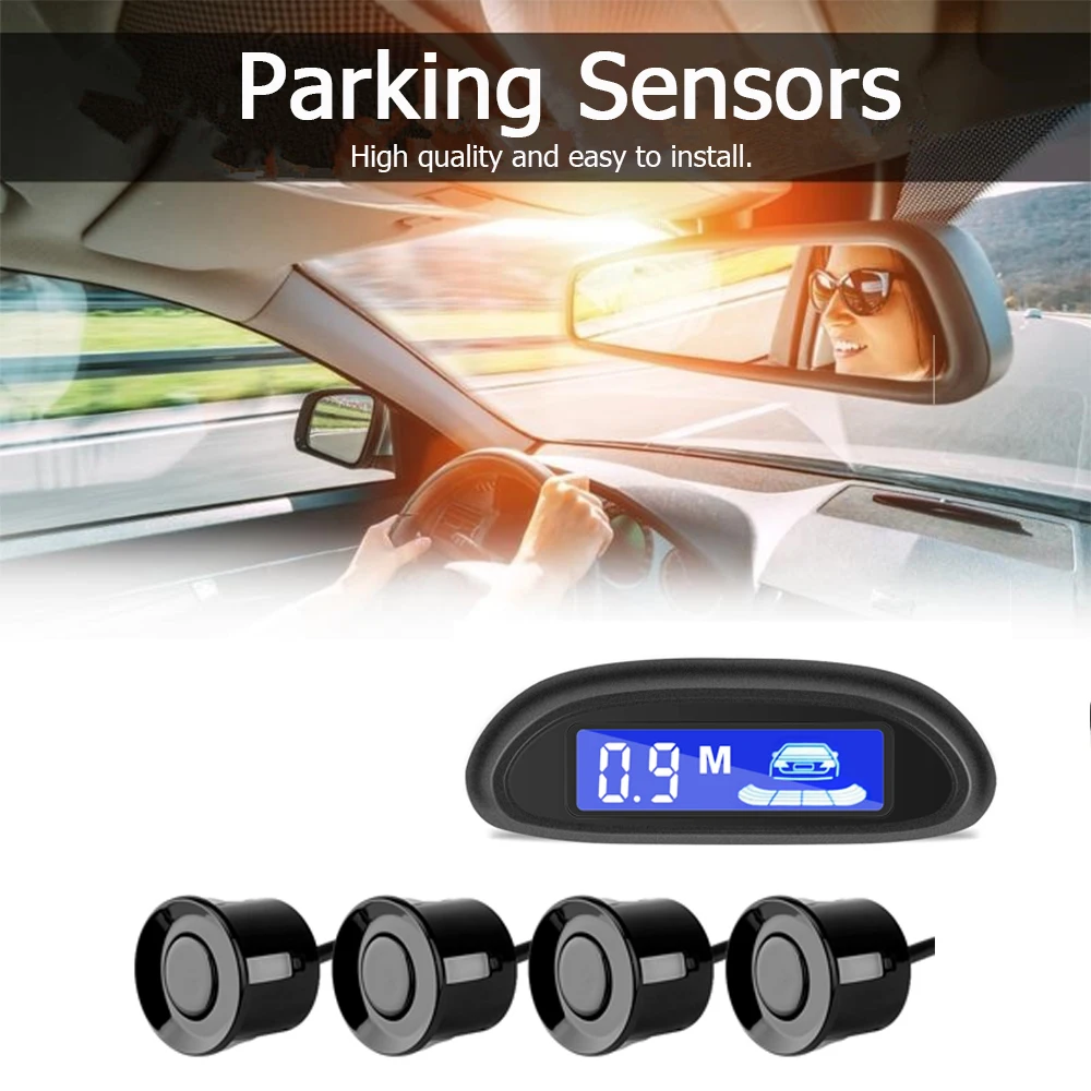 car auto parktronic led parking radar with 4 parking sensors backup car parking radar monitor detector system backlight display free global shipping