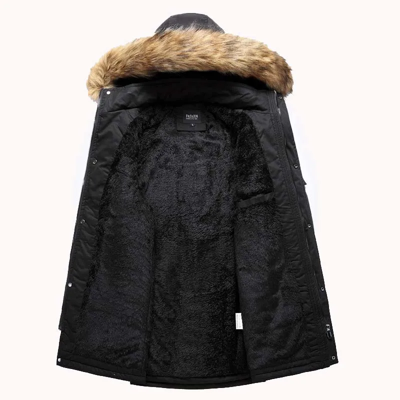 Мужская зимняя куртка Parke с бархатом пальто средней длины со съемным капюшоном