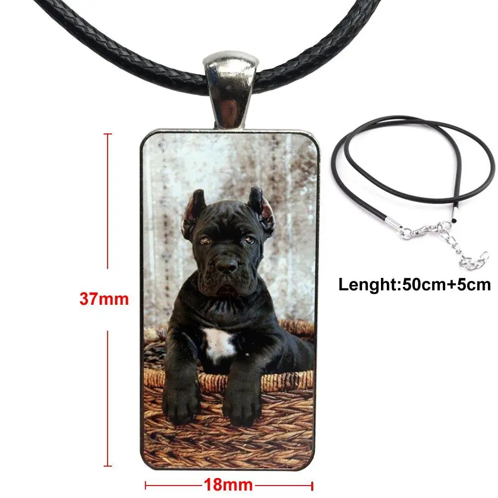 

For Girls Gift Necklace Fashion Long Chain With Rectangle Necklace Jewelry Italian Dogs Cane Corso Italian Mastiff