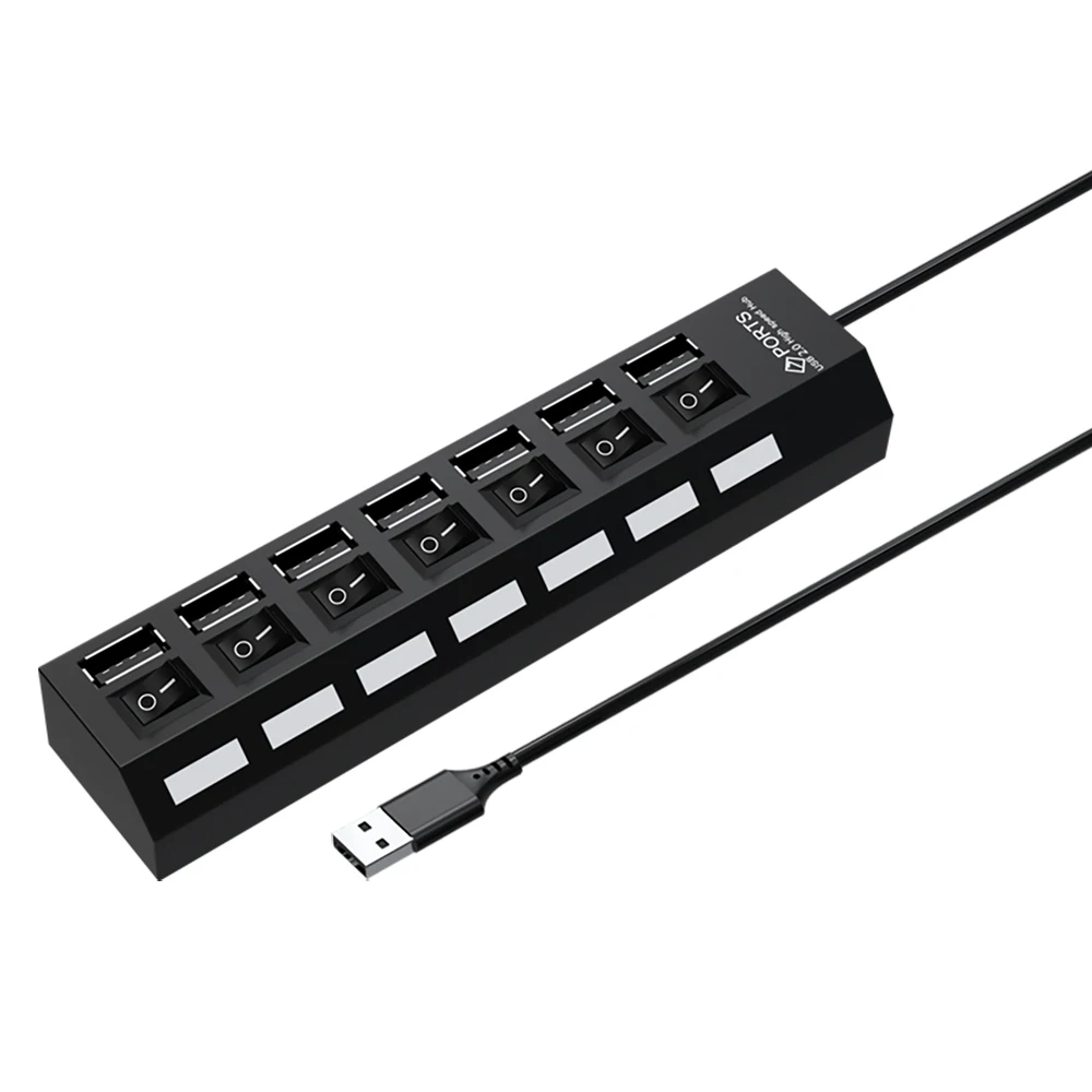 

!ACCEZZ USB HUB 4/7 Port Multiple USB Splitter With ON/OFF Switchs Power Adapter LED Expander For PC Laptop Computer Accessories