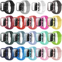 pure color pcsoft silicone watch band case anti fall strap protection cover fit for apple 6 se 5 4 3 2 38mm 40mm 42mm 44mm