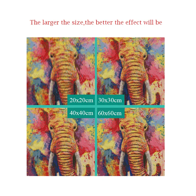 Полноразмерная 5D картина из страз сделай сам вышивка крестиком Красочный Слон 3D