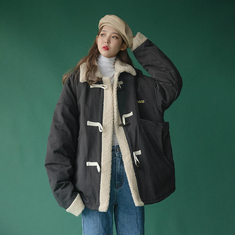 

Женское утепленное пальто, Корейская модель свободного покроя из шерсти и хлопка, короткая куртка на осень и зиму