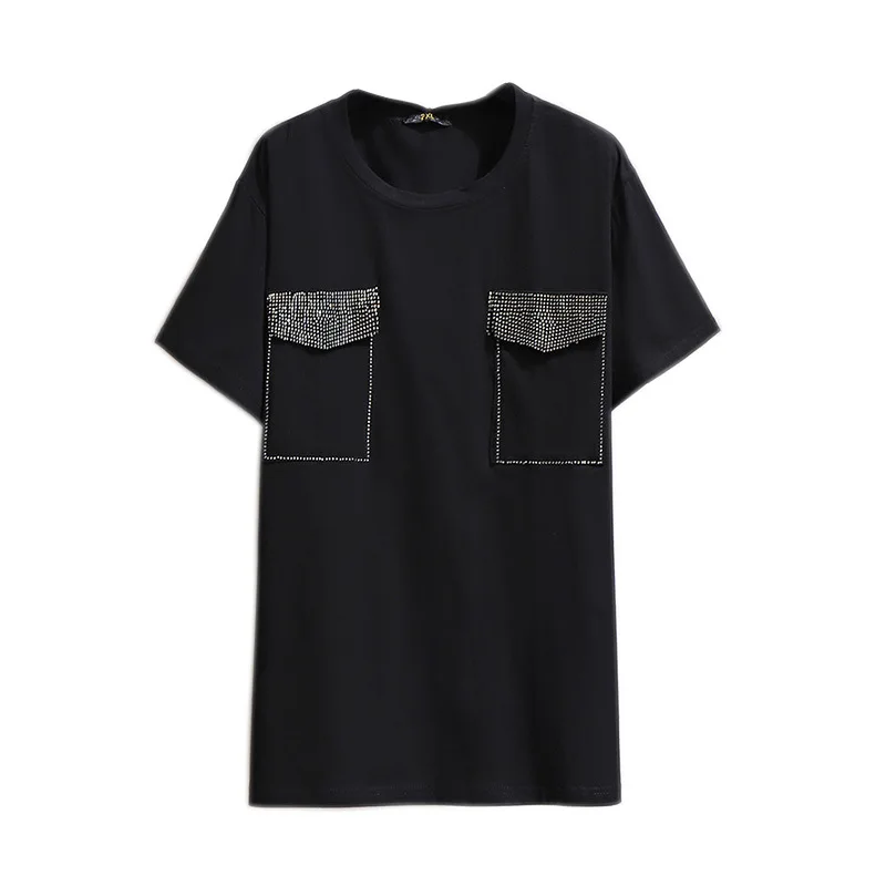 Женская свободная футболка с круглым вырезом черная или белая хлопковая