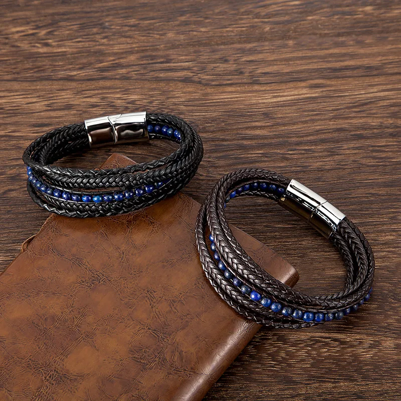 Браслет мужской из натурального камня браслет ручной работы нержавеющей стали с