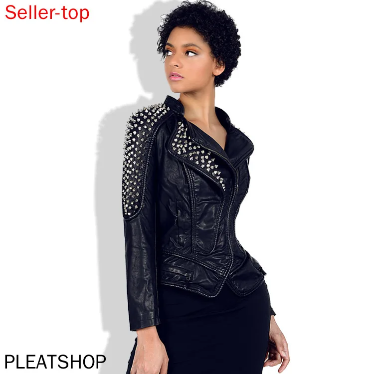 Европейский и американский женский локомотив болеро с заклепками тонкая кожаная