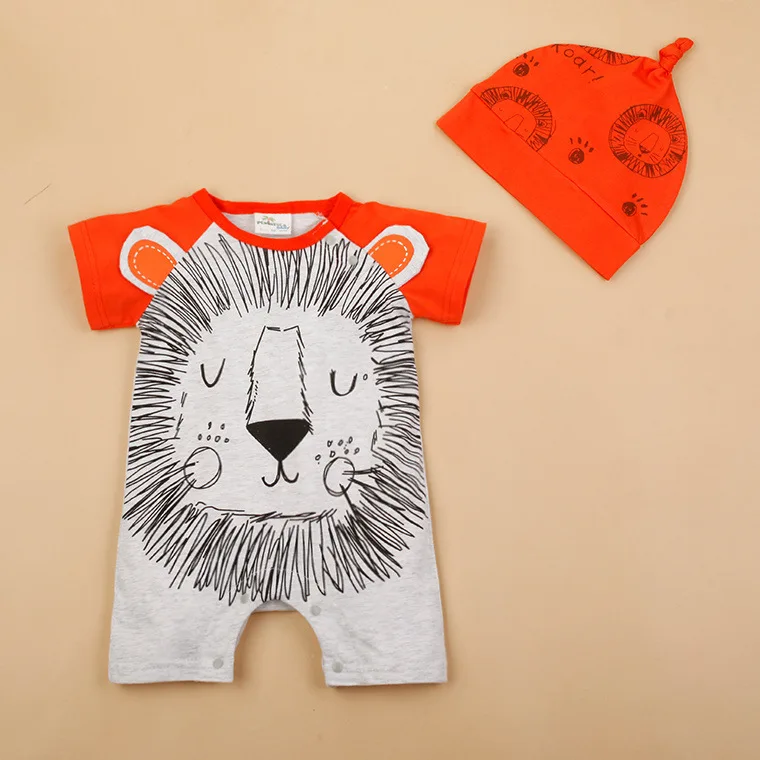 

New baby jumpsuit cute animal cotton soft newborn short-sleeved summer jumpsuit cute cartoon baby jumpsuit