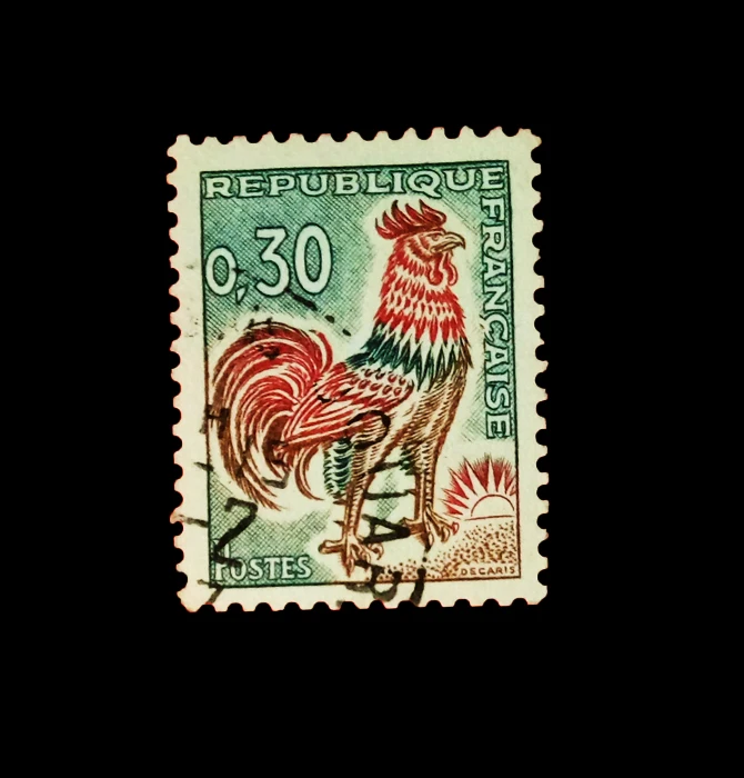 

1Pcs France Post Stamps Zodiac Chicken Used Post Marked Postage Engraving Stamps for Collecting