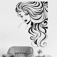 long hair girls vinyl wall decal beautiful fashion girl model beauty hair salon stickers home decor bedroom wallpapers lc1535