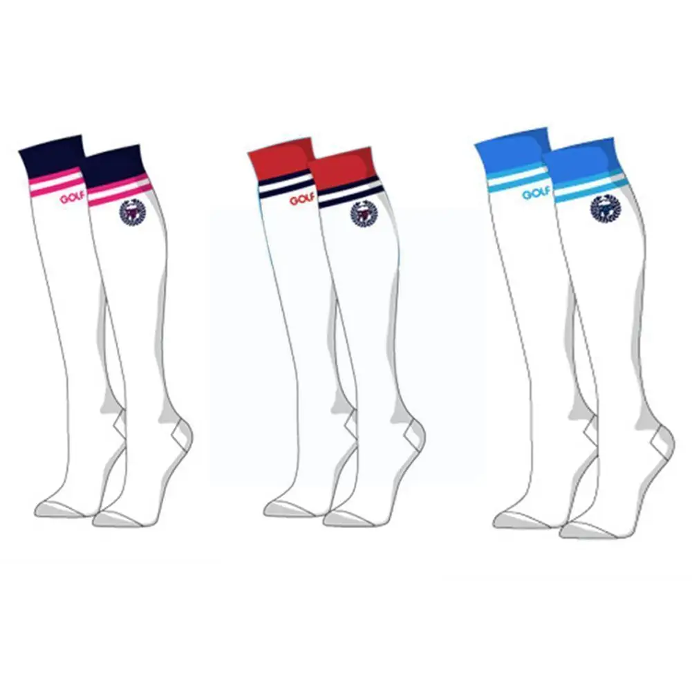

Модные женские носки для гольфа, белые хлопковые чулки выше колена для девочек, полосатые, впитывающие пот, дышащие спортивные носки Z3r1
