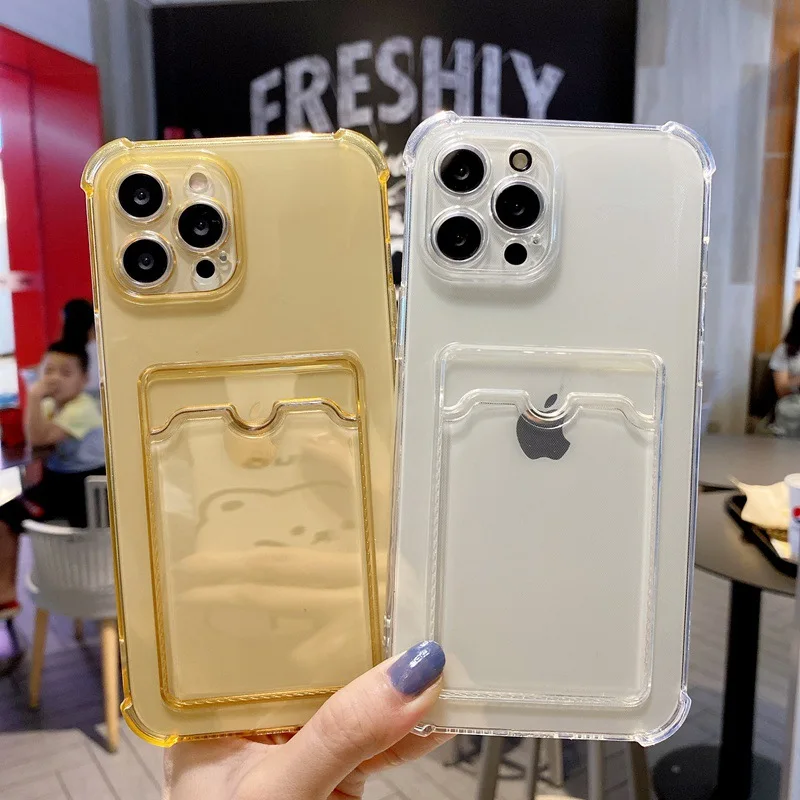 ZBK Transparent TPU Phone Case For iPhone 12 11 Pro Max Mini XS XR X 8 7 Plus SE 2020 Thin Clear Cover With Card Holder 13