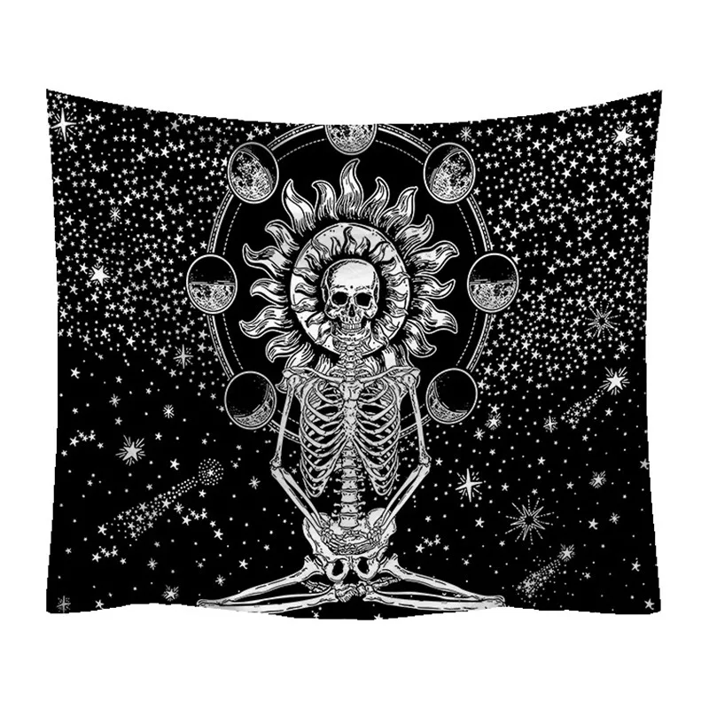 

Креативный индивидуальный гобелен с черепом, украшение для спальни, гобелен, мягкое пляжное одеяло с эффектом ветра, коврик для йоги, уличны...