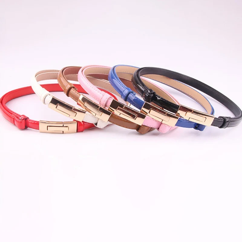 

Women Adjust Thin PU Leather Waistband Ladies Colorful Waist Belt Female Metal Square Buckle Dress Belt Accessories Dropshipping