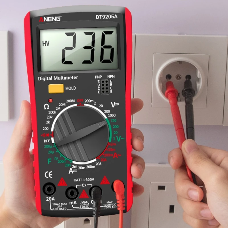 AN9205A AC DC Цифровой мультиметр испытательный Вольтметр Сопротивление постоянной