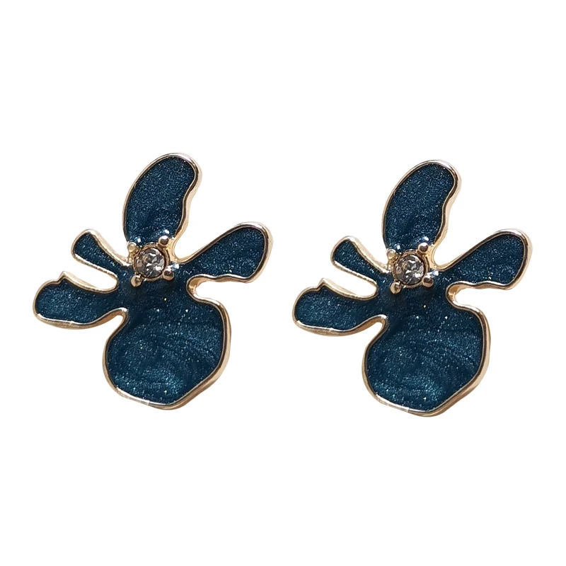 

S925 needle Modern Jewelry Stud Earrigns New Design Golden Plating Enamel Shiny Blue Earrings For Women Jewelry Gifts