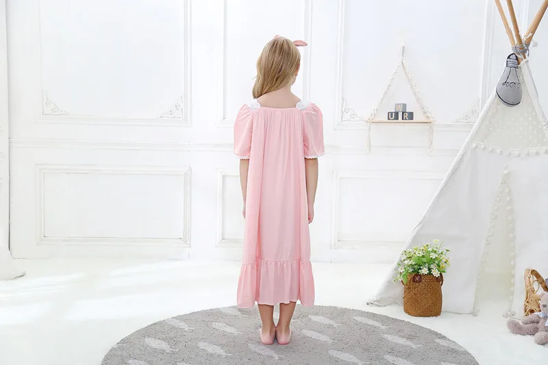 

cotton Women Sleepwear Princess Cotton Sleeping dress Female Long Sleeve Nightgown Elegant Romantic pink loungewear