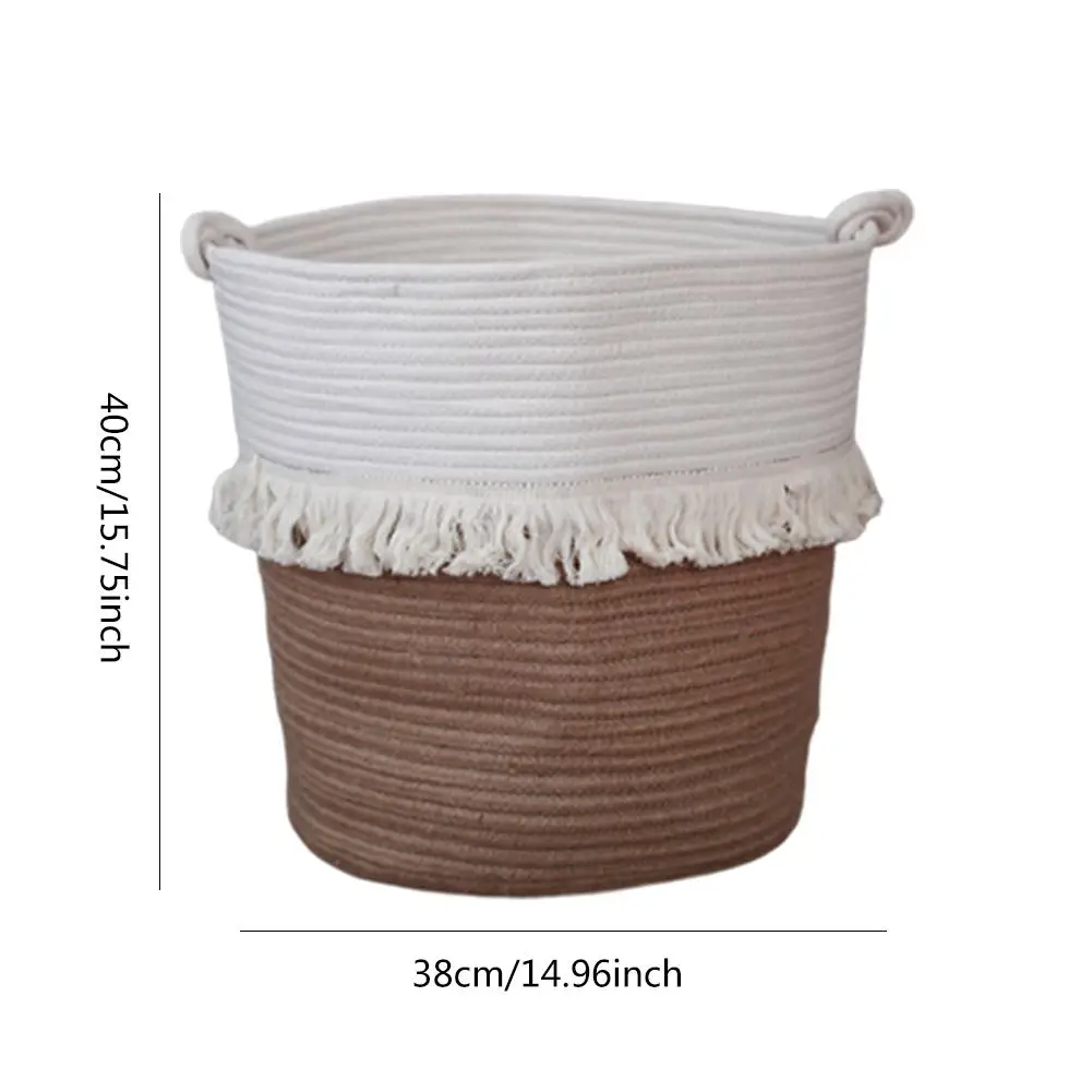 

Woven Tassel Storage Holder Cotton Rope Basket Household Toy Storage Container