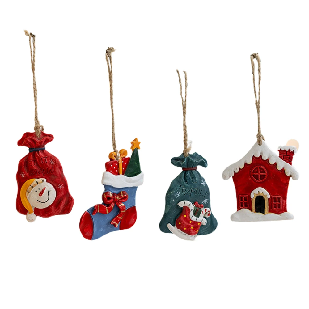 

Christmas Resin Pendant Decorations Mini 4pcs Cute Gifts Pendants