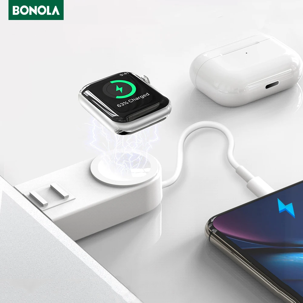 Магнитное Беспроводное зарядное устройство Bonola 2 в 1 USB для Apple Watch 5/4/3/2 Встроенный