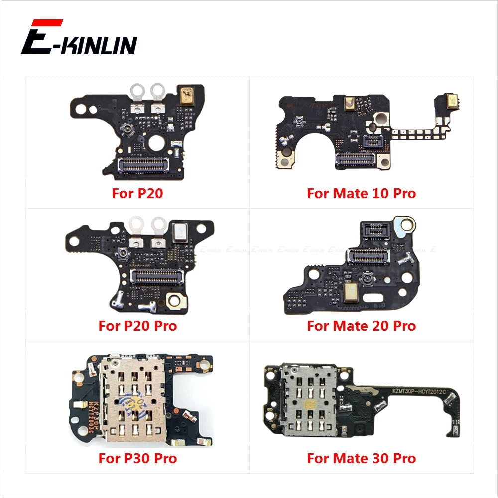 Microphone Module Sim Card Tray Holder Board For HuaWei P30 P20 View 30 Mate 10 20 30 Pro Mic Flex Cable Replacement Parts