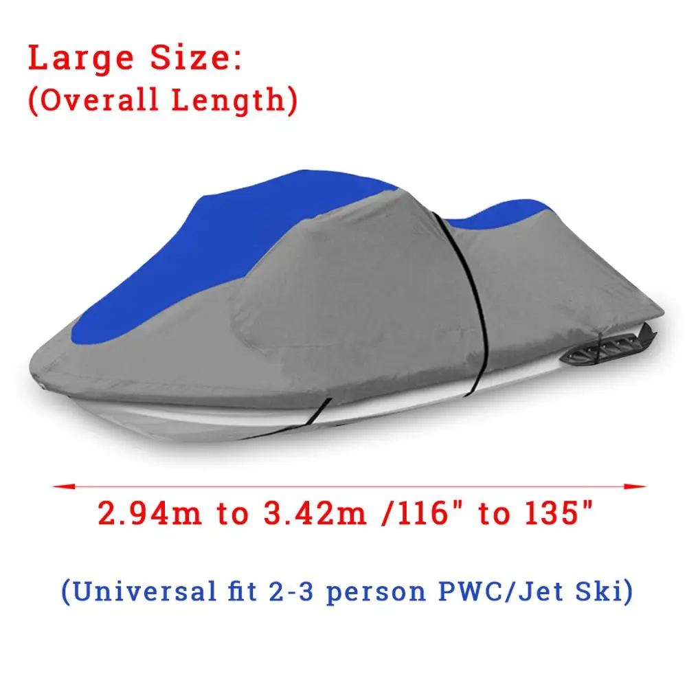 Blue L Size 600D полиэстер Универсальный 3 человек решение окрашенный водонепроницаемый чехол для лодки PWC Jet Ski 294-342 см и 348-356 см длина сумка - Цвет: Blue L Size