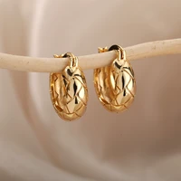 fashion small hoop earrings for women stainless steel sliver color snakeskin stripes earrings men jewelry hypoallergenic