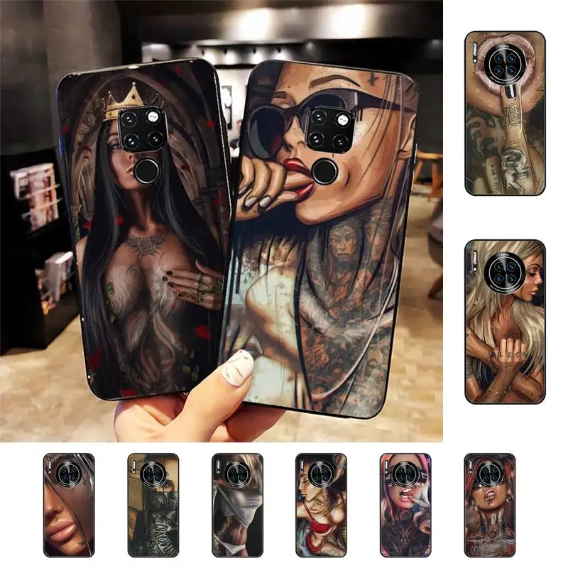 

Sexy Sleeve Tattoo Girl Phone Case For Huawei Nova 3I 3E mate 20lite 20Pro 10lite Luxury funda case