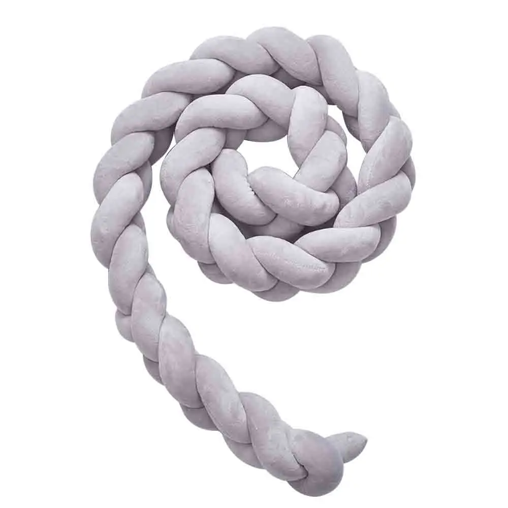 Grey 2m 1 м, 2 м, 3 м, мягкая детская кровать, бампер для кроватки, аксессуары для детской активности/детское ограждение, чистый тканый плюшевый узел - Цвет: Grey 2m