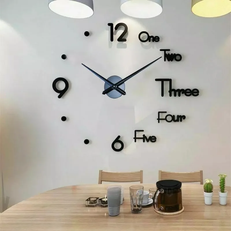 

Mini Home Wall Clock 3D DIY Acrylic Mirror Stickers For Home Decoration Living Room Quartz Needle Self Adhesive Hanging Watch