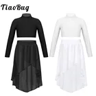 Для девочек; Шифоновая балетная юбка из сетчатой ткани платье для танцев Детская одежда для гимнастики, балета, Детское трико для сцены латиноамериканских танцев костюмы для лирических танцев