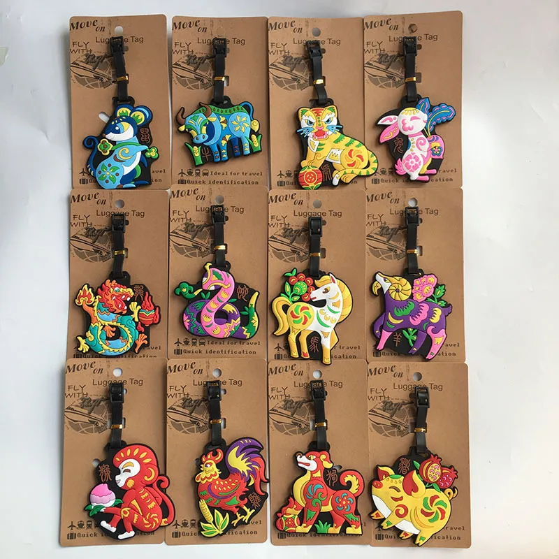 COSANER Chinese Zodiac Anime Luggage Tag PVC Pendants Portable Travel Label Suitcase Address Baggage Holder tags s | Украшения и