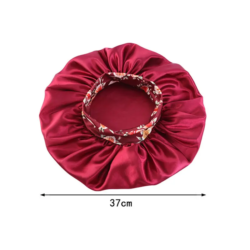 

Women Fashion Beautiful Caps Comfortable Big Baotou Hat Head Wearing New Fashion Colorful Satin Night Sleep Cap Silk Head Cover