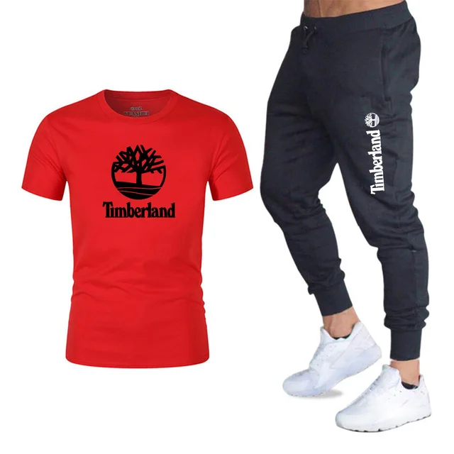 

2021TimberlandNew Men's Summer Leisure Sets T-Shirt+Pants Two Pieces Casual Tracksuit Male Sportswear Gym Breathable Clothing Sw