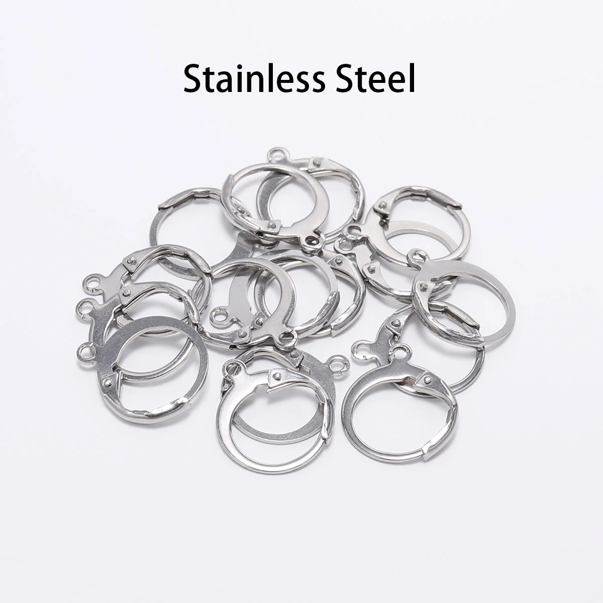 Stainless steel 20 шт./лот 14*12 мм серебро золото бронза Французский рычаг Серьги Крючки провода настройки база обручи серьги для DIY ювелирных изделий Поставщик - Цвет: Stainless steel