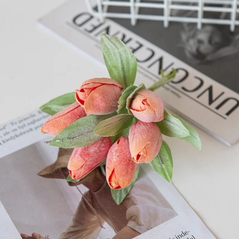 

Искусственные цветы розового цвета, 6 шт., Шелковый букет тюльпанов для домашней вечеринки, праздничное украшение, свадебное искусственное украшение